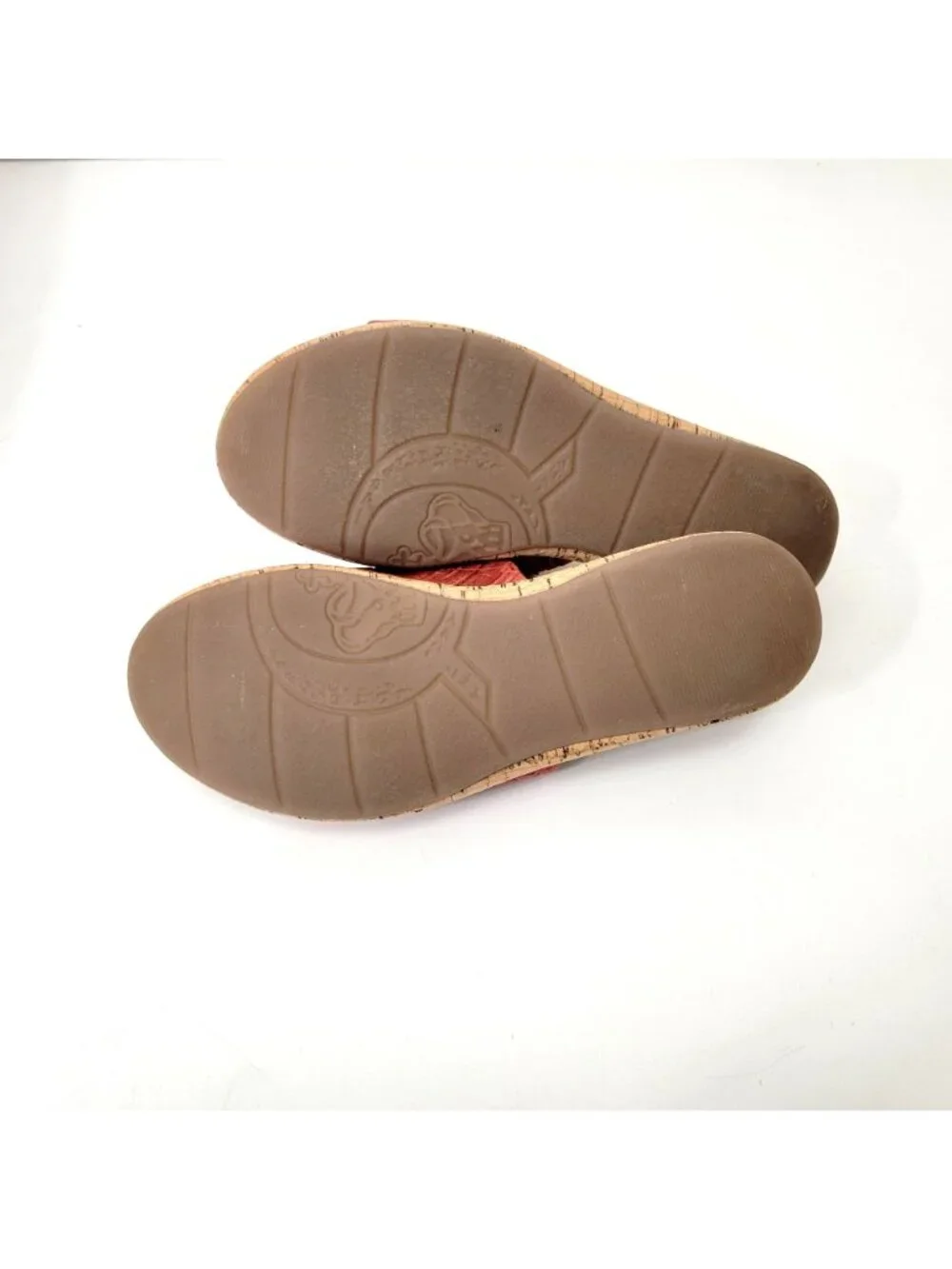 Born Women's Red Floral Embossed Cork Platform Slide Sandals Size 8 - Picture 8 of 11